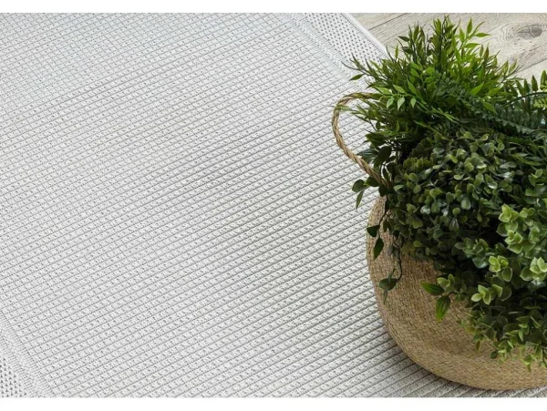 Discount Sisal Tapijt, Loper Timo 5979 Buitenshuis Kader Wit 80X300 Cm Tapijt Voor Buiten