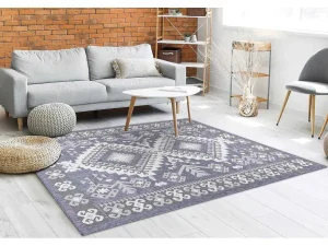 Sale Sisal Tapijt Sion Azteeks 3007 Plat Te Weven Blauw / Roze / Ecru 140X190 Cm Klein Tapijt