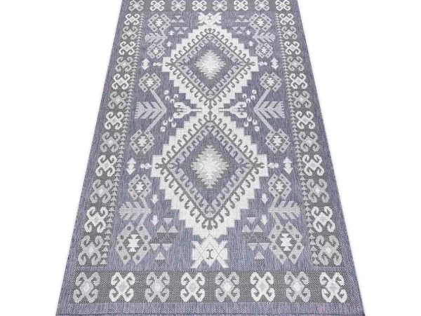 Sale Sisal Tapijt Sion Azteeks 3007 Plat Te Weven Blauw / Roze / Ecru 140X190 Cm Klein Tapijt