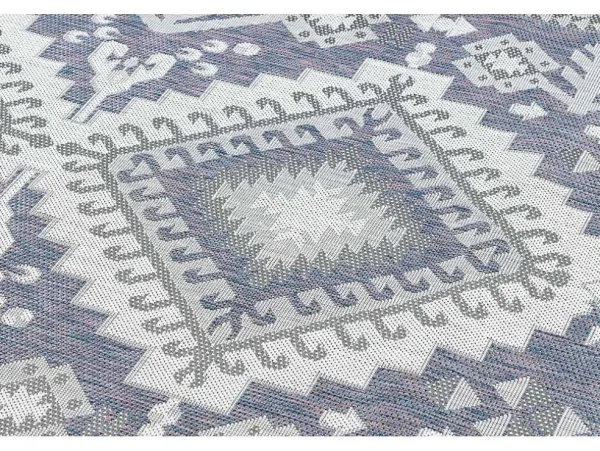 Sale Sisal Tapijt Sion Azteeks 3007 Plat Te Weven Blauw / Roze / Ecru 140X190 Cm Klein Tapijt