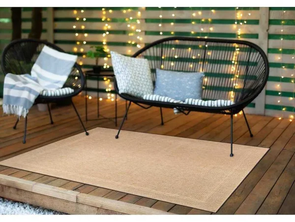 Discount Sisal Tapijt Timo 5979 Buitenshuis Kader Donker Beige 180X270 Cm Tapijt Voor Buiten