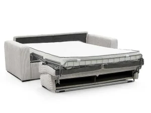 Clearance Slaapbank 4 Zitplaatsen Met Stoffen Bekleding In Cremewit Snel Ombouwbaar Matrasbreedte: 160 Cm Matrasdikte: 14 Cm Mondovi Slaapbank Met Matras