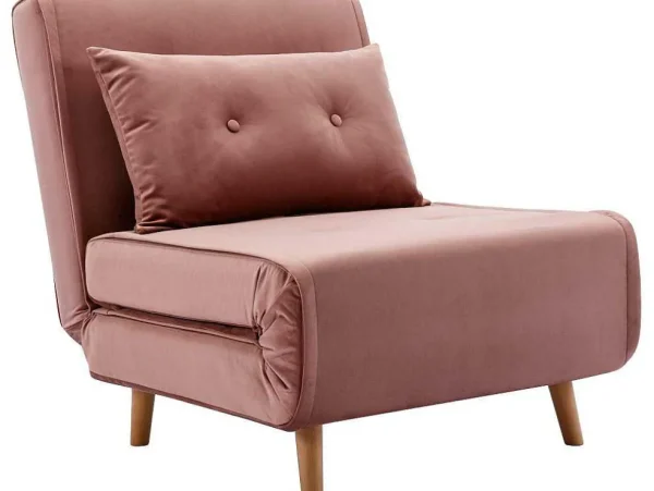 Best Slaapfauteuil Van Poederroze Velours Uribia Uitklapbare Fauteuil