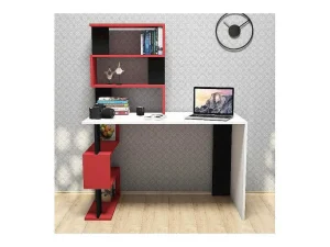 Online Snap Bureau, Wit, Rood, Zwart, 120X60X148,2 Cm, Bureaumeubel