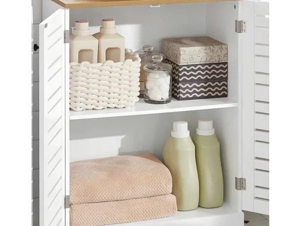 Cheap Bzr41-W Lage Kast Opbergkast Keukenkast, Badkamerkast Met 2 Louvredeuren Toiletmeubel