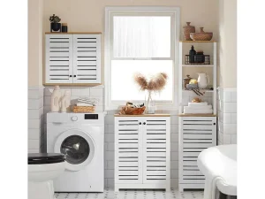 Cheap Bzr41-W Lage Kast Opbergkast Keukenkast, Badkamerkast Met 2 Louvredeuren Toiletmeubel