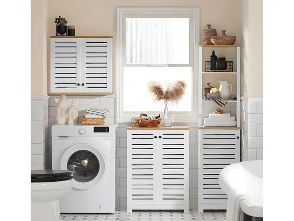 Cheap Bzr41-W Lage Kast Opbergkast Keukenkast, Badkamerkast Met 2 Louvredeuren Toiletmeubel