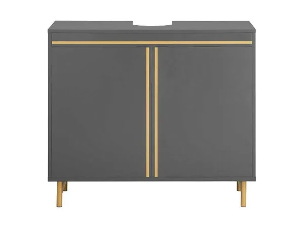 Discount Onderbouwkast, Onderbouwkast Met 2 Deuren En 2 Planken, Vrijstaand Badkamermeubel, Badkameropbergkast, Grijs, L75 X D35 X H65 Cm, Bzr129-Hg Wastafelmeubel