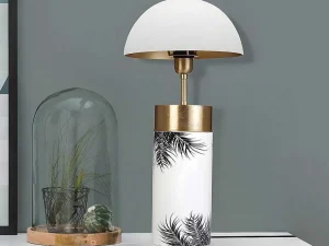 Best Staande Lamp Champignon Art-Decostijl Agaric - Ijzer - H54Cm - Wit, Goudkleurig En Zwart Lamp