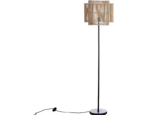 Store Staande Lamp Etnische Stijl Van Bamboe En Zwart Metaal - D 40 Cm X H 157,5 Cm - Parana Staande Lamp