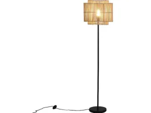 Store Staande Lamp Etnische Stijl Van Bamboe En Zwart Metaal - D 40 Cm X H 157,5 Cm - Parana Staande Lamp