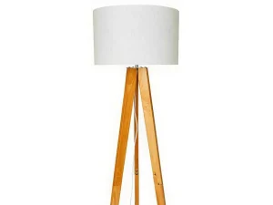 Best Staande Lamp Lorens - Hout En Linnen - 45 X 45 X 153 Cm - Wit Staande Lamp
