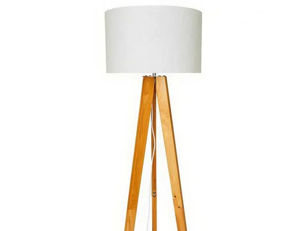 Best Staande Lamp Lorens - Hout En Linnen - 45 X 45 X 153 Cm - Wit Staande Lamp