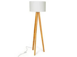 Best Staande Lamp Lorens - Hout En Linnen - 45 X 45 X 153 Cm - Wit Staande Lamp