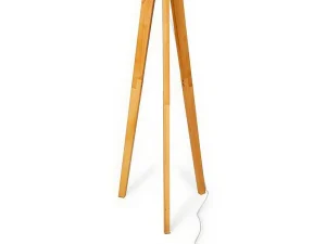 Best Staande Lamp Lorens - Hout En Linnen - 45 X 45 X 153 Cm - Wit Staande Lamp