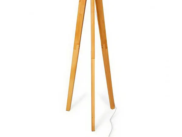Best Staande Lamp Lorens - Hout En Linnen - 45 X 45 X 153 Cm - Wit Staande Lamp