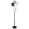 New Staande Lamp Met Hedendaagse Stijl Met 3 Lampenkappen Veritas - Metaal En Stof - 23 X 23 X 149,5 Cm - Grijs, Zwart, Wit Staande Lamp