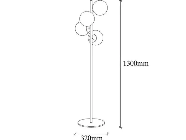Online Staande Lamp Van Metaal En Glas 4 Bollen Faze - H130 Cm - Goud En Wit Staande Lamp
