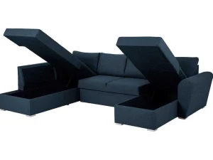 Outlet Stan Slaapbank, Hoek Links Met Chaise Longue Rechts, In Blauw. Modulair