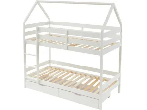 Discount Stapelbed 2 X 90 X 190 Cm - 2 Laden - Grenen - Wit - Chori Kinderbed Stapelbed
