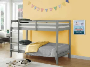 Cheap Stapelbed Anicet Ii - 2 X 90X 190 Cm - Massief Grenen - Grijs + Matras Kinderbed Stapelbed