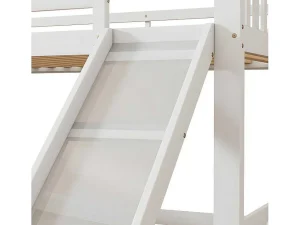 Best Sale Stapelbed Voor Kinderen 140X200Cm - Met Opbergtrap En Glijbaan - Wit Kinderbed Stapelbed