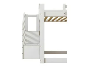 Best Sale Stapelbed Voor Kinderen 140X200Cm - Met Opbergtrap En Glijbaan - Wit Kinderbed Stapelbed