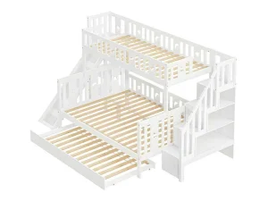 Cheap Stapelbed 90X200 + 140X200 Cm - Massief Hout - Met Glijbaan, Plank En Onderschuifbed - Wit Kinderbed Stapelbed