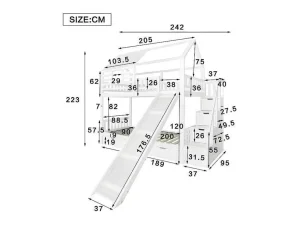 Cheap Stapelbed 90X200Cm - Grenenhout En Mdf Structuur - Met Glijbaan En Opbergtrap - Een Grote Lade Onder Het Bed - Wit Kinderbed Stapelbed