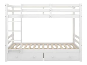 Shop Stapelbedden 140 X 200 Cm Met 2 Grote Lades - Leuning En Trap - Mdf Hout - Grijs Kinderbed Stapelbed