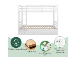 Shop Stapelbedden 140 X 200 Cm Met 2 Grote Lades - Leuning En Trap - Mdf Hout - Grijs Kinderbed Stapelbed