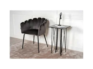 Flash Sale Stone Bijzettafel 40X40 Cm Glas Zwart Marmor Decor. Bijzettafel
