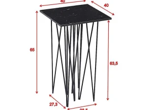 Flash Sale Stone Bijzettafel 40X40 Cm Glas Zwart Marmor Decor. Bijzettafel