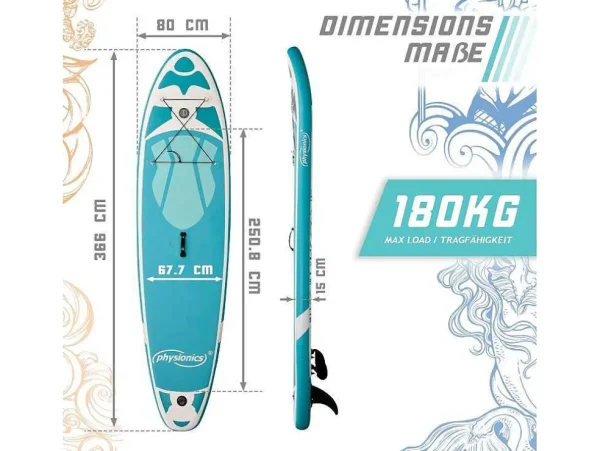 Hot Sup Board Nymphe 366 Cm - Mintgroen - Incl. Accessoires Watersport