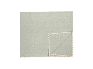 Flash Sale Tafelkleed + 4 Katoenen Servetten - Beige Rand - Groen - 140 X 240 Cm - Loania Textiel Voor Eettafel