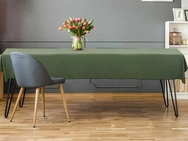 Fashion Tafellaken Van Katoen En Linnen Met Zwarte Rand - 170 X 300 Cm - Kaki - Borina Textiel Voor Eettafel