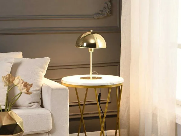 Cheap Tafellamp Met Champignonvorm En Vintage-Look Met Messingeffect - D 20 Cm X H 30 Cm - Goudkleurig - Ontario Lamp