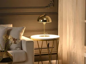 Cheap Tafellamp Met Champignonvorm En Vintage-Look Met Messingeffect - D 20 Cm X H 30 Cm - Goudkleurig - Ontario Lamp