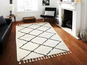 Cheap Tapijt Berberstijl Marcus - 100% Wol - 120 X 170 Cm - Beige En Zwart Woonkamertapijt