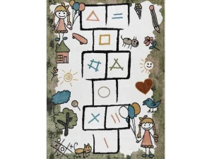 Clearance Tapijt Fun Hop Voor Kinderen, Klassikaal Spel, Dieren Groen 180X270 Cm Kindervloerkleed