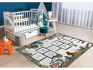 Clearance Tapijt Fun Hop Voor Kinderen, Klassikaal Spel, Dieren Groen 180X270 Cm Kindervloerkleed