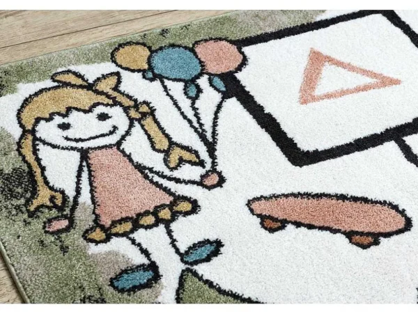 Clearance Tapijt Fun Hop Voor Kinderen, Klassikaal Spel, Dieren Groen 180X270 Cm Kindervloerkleed