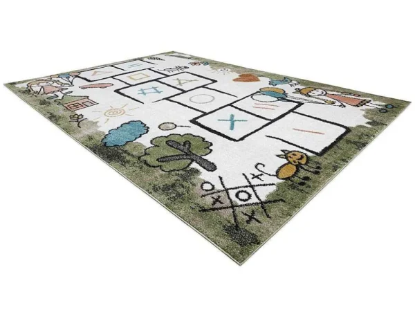 Clearance Tapijt Fun Hop Voor Kinderen, Klassikaal Spel, Dieren Groen 180X270 Cm Kindervloerkleed