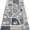 Clearance Tapijt Fun Strade Voor Kinderen, Straat, Stad Van Grijs 140X190 Cm Kindervloerkleed