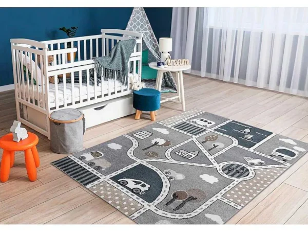 Best Sale Tapijt Fun Strade Voor Kinderen, Straat, Stad Van Grijs 160X220 Cm Kindervloerkleed