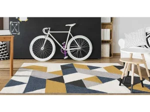 Hot Tapijt Geometrisch Scandinavische Stijl Geomie - Polypropyleen - 120 X 170 Cm - Geel, Grijs En Blauw Tapijt Scandinavisch