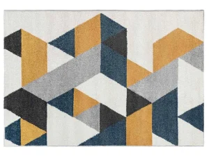 Hot Tapijt Geometrisch Scandinavische Stijl Geomie - Polypropyleen - 120 X 170 Cm - Geel, Grijs En Blauw Tapijt Scandinavisch