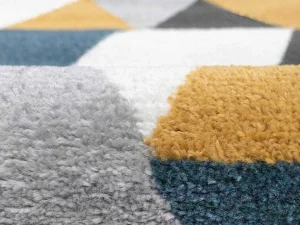 Fashion Tapijt Geometrisch Scandinavische Stijl Geomie - Polypropyleen - 160 X 230 Cm - Geel, Grijs En Blauw Tapijt Scandinavisch