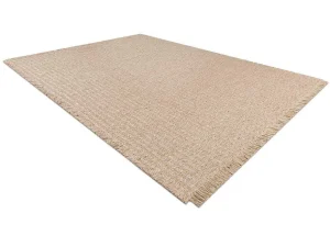 Best Sale Tapijt Jute 3650 Beige Een Kleur - Jute, Platgeweven, Franjes 140X190 Cm Klein Tapijt