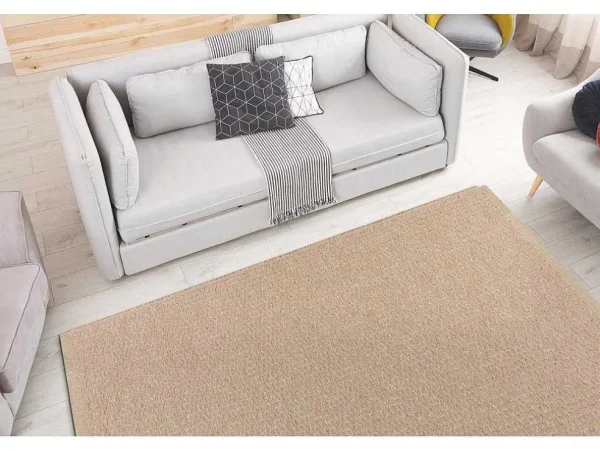 Best Sale Tapijt Jute 3650 Beige Een Kleur - Jute, Platgeweven, Franjes 140X190 Cm Klein Tapijt